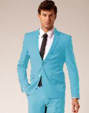  Mens Light Blue  Sky Baby Blue 2 Button Style Suit