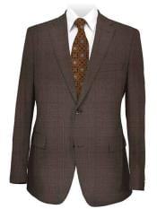  Mens 2 Button Medium Brown Plaid Suit