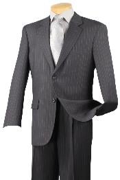   Notch Collar Pleated Pants Executive Classic Stripe ~ Pinstripe Charcoal Suit