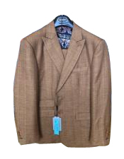  Linen ~ Cotton Summer Fabric 2 Buttons Peak lapel Suit Ticket