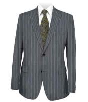  Mens Stripe 2 Button Dark Grey Side Vent Suit