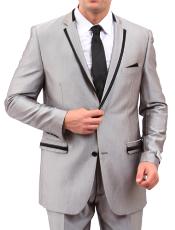  Mens Grey Two Flapped Besom Vent Suit