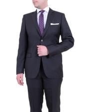  Mens Solid Gray 2 Buttons Slim Fit Wool Suit