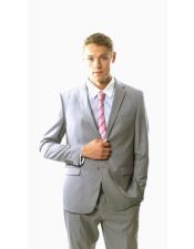  Mens Two Buttons Young Look Light grey Slim Fit Suit