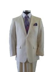  Mens 2 Button Ivory ~ Off White Cream Linen Suit 