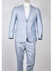  Mens Slim Fit 2 Button Light Blue  Suit