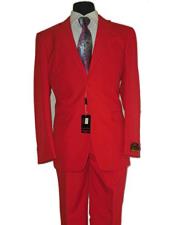  Umberto Bonelli Mens Two Buttons Red Classic Fashion suit Flat Front Pants