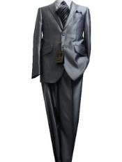  Fitted Discounted Sale Slim Cut 2 Button Shiny Flashy Metallic Slim Fit & Slim  Silver Sharkskin Suit