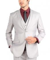  Mens White 2 Button 3 Piece Sinlge Breasted Slim Fit Suit 