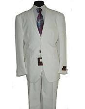  Umberto Bonelli Mens Two Buttons White Classic suit Flat Front Pants