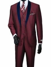  Mens 2 Piece Burgundy Suit Two Toned Shawl Lapel Vested Burgundy ~