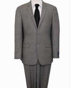  Mens Two Piece Executive Suit - Birdseye Weave Black And White -
