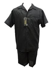  Mens Shirt And Shorts Two Piece Casual Walking Set Suit in 4