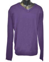  Mens Purple V Neck Long Slevee Sweater set Available in Mens Big