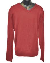  Mens Red V Neck Long Slevee Sweater set Available in Mens Big