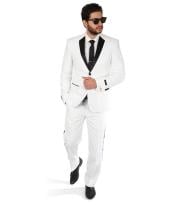  White 2 Button Slim Fit Satin Line  Pants Designer Cheap Priced