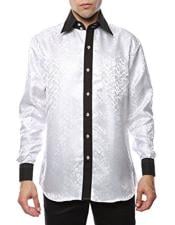  Shiny Satin Floral Spread Collar Paisley Dress Club Clubbing Clubwear Shirts Flashy