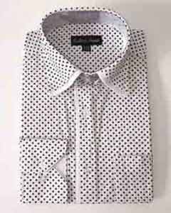  Mini Polka Dot Design White Standard Cuff Classic Fit Mens Dress Shirt