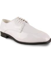 Mens white patent leather shoes, prom 