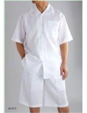  Mens Shirt And Shorts White color Two Piece Casual Casual Two Piece
