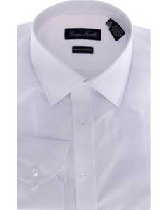  Slim-Fit Solid White Mens Dress Shirt