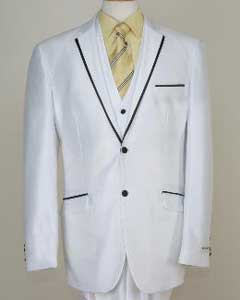  Mens Designed All White Suit For Men Two Button Tuxedos 