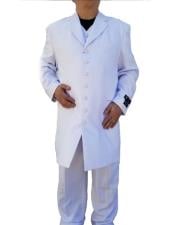  White Notch Lapel Single Breasted Windowpane ~ Plaid Pattern Zoot Suit