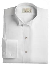  Mens White Wing Tip Collared Pique Front Dress Tuxedo Shirt