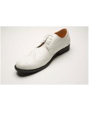  Mens Two Toned Wing Tip Cream Dress Shoes
