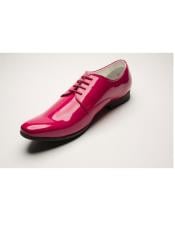  Mens Two Toned Lace Up Wingtip Style Leather Pink Shoes