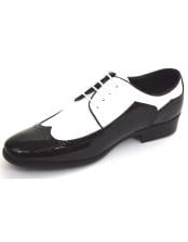  Black/White Wing Tip Toe Wedding Mens Prom Shoe Two Toned Dress Tuxedo Mens Tuxedo Dress Shoe For
