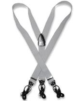  Silver Grey Suspenders For Men Y Shape Back Elastic Button &