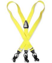  Mens Yellow Suspenders For Men Y Shape Back Elastic Button & Clip
