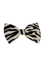  Zebra Pattern Design White/Black Bow Ties