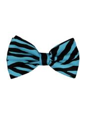  Zebra Printed Design Blue and Black Bowties