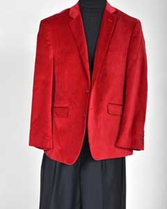 SKU#VV1190 Mens Velvet Sport Coat- Red