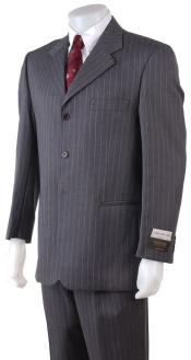 SKU GPC383 Charcoal Gray Pinstripe Super 100s Wool 3 Buttons 99