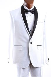 
SKU#WHT666 Mens 1 Button White 3 Pcs Vested Tuxedo Slim Fit  