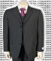 SKU CG3120 Mens 3 Piece Charcoal Gray Vested Suit Super 120s Wool 3 Button Suit 165
