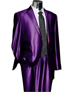  SKU#PRL22 Utex Shiny 2 Button Purple TNT Sharkskin Mens Suit$225 