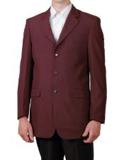SKU#EZL2 Men's Burgundy ~ Maroon ~ Wine Color/Maroon Single Breasted 3 Button Suit Jacket Dinner Blazer