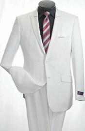 
SKU#KS6783 Vittorio St. Angelo Men's 2 Piece Slim Suit - Narrow Peak Lapel White 