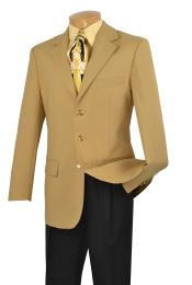 Men's Single Breasted Poplin Blazer - 3 Button Jacket Gold $125