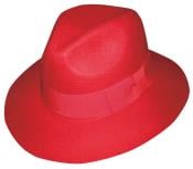 SKU#C038-G New Men's 100% Wool Fedora Trilby Mobster Hat Red