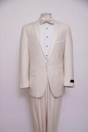  
SKU#KA6382 Tapered Leg Lower Rise Pants & Get Skinny Slim Fit 1 Button Peak Trimmed Lapel + Flat Front Pants Suit Or Tuxedo Off-White ~ ivory ~ Cream  