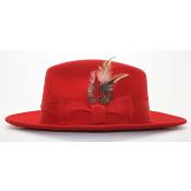 SKU#PN86 Men's Red Fedora Hat
