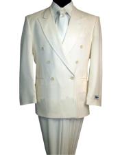  MENS SHARP Double Breasted DRESS SUIT Off  White (IVory/Cream)