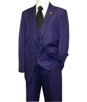  SKU#MK422 Mens Falcone 3 Piece Fashion Suit Vett Vested Solid Purple $175  