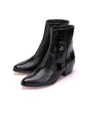  Los Altos Genuine Ostrich Higher Heel Paw Black Dress Boot Ankle Dress Style For Man