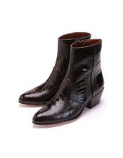  Los Altos Genuine Ostrich Higher Heel And Inside Zipper Paw Dress Boot Brown Ankle Dress Style 